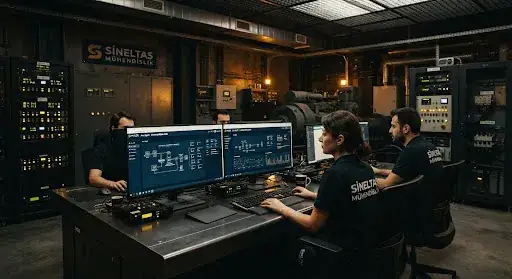 Sineltaş Mühendislik kontrol odası ve teknik ekip